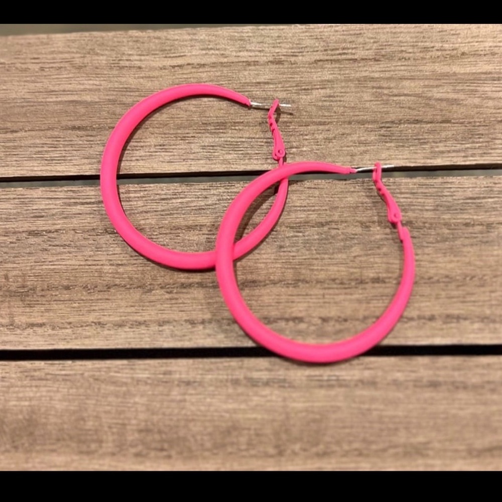 Bright Pink Hoop Earrings